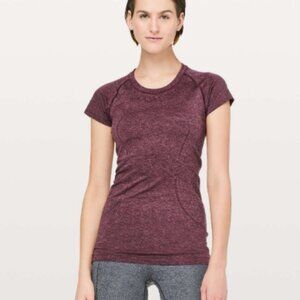 Lululemon Swiftly Tech Short Sleeve Crew Dark Adobe / Misty Merlot Size 8